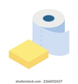 Paper production isometric composition with isolated industry icons on blank background vector illustration