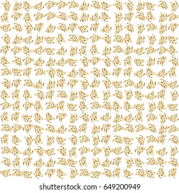 Paper products, wrapping, textiles on white colored background. Vector Christmas seamless pattern in Doodle style Golden snowflakes.