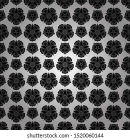 Paper products, wrapping, textiles. Vector Christmas seamless pattern in Doodle style with black and white snowflakes.