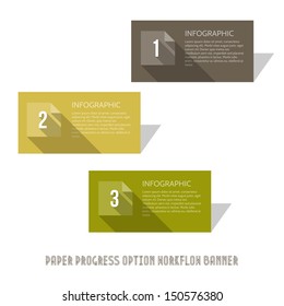 Paper Progress Option Workflow Banner - Flat Design - Vector Illustration