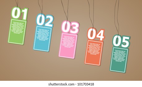 Paper progress retro templates, steps from 1 to 5- vector