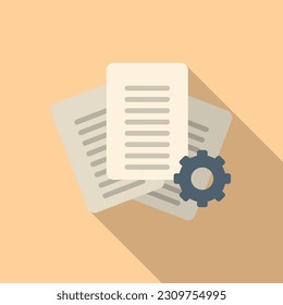 Paper project icon flat vector. Guide book. Report gear