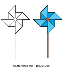 paper propeller vector illustration,isolated on white background for education,top view