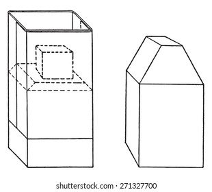 Paper properly wrapped around block with block of tissue, vintage engraved illustration. 