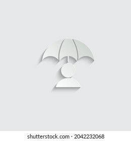 paper protect icon person under the umbrella icon