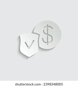 paper protect money icon vector shield savings protection icon