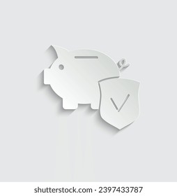 paper protect your savings money icon vector shield protection many pig icon 