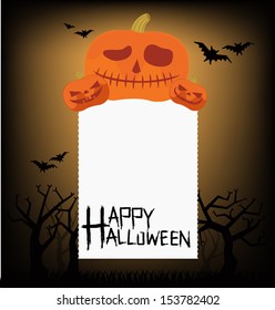 paper. Pumpkin. Halloween vector illustration.