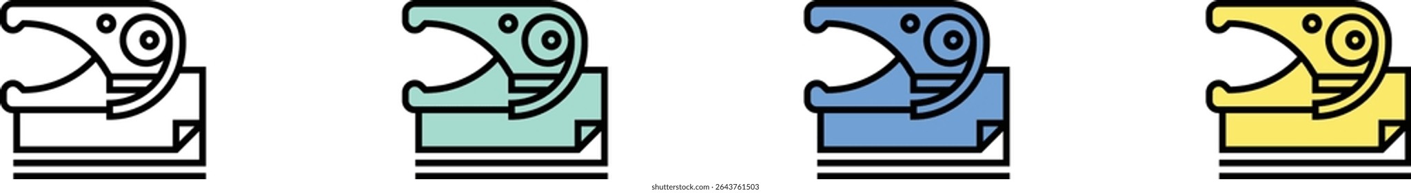 paper punch icon. Outline, Green, Blue and Yellow Style Design Isolated On White Background