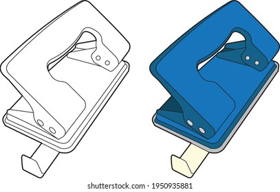 Paper Puncher stationary vector drawings, cartoon vector, line art and color
