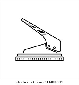 Paper Punching Machine Icon, Paper Punch Hole Making Tool Vector Art Illustration