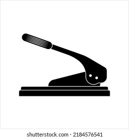 Paper Punching Machine Icon, Paper Punch Hole Making Tool Vector Art Illustration