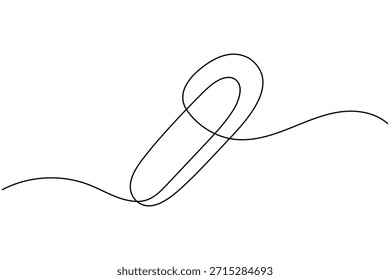 Icono de Clip de pin de empuje de papel dibujo continuo de una línea sobre fondo blanco Ilustración vectorial de contorno estacionario de oficina de arte única minimalista