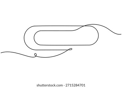 Icono de Clip de pin de empuje de papel dibujo continuo de una línea sobre fondo blanco Ilustración vectorial de contorno estacionario de oficina de arte única minimalista