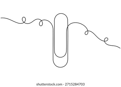 Icono de Clip de pin de empuje de papel dibujo continuo de una línea sobre fondo blanco Ilustración vectorial de contorno estacionario de oficina de arte única minimalista