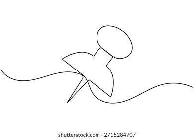 Icono de Clip de pin de empuje de papel dibujo continuo de una línea sobre fondo blanco Ilustración vectorial de contorno estacionario de oficina de arte única minimalista
