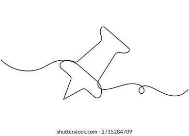 Icono de Clip de pin de empuje de papel dibujo continuo de una línea sobre fondo blanco Ilustración vectorial de contorno estacionario de oficina de arte única minimalista