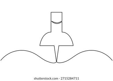Icono de Clip de pin de empuje de papel dibujo continuo de una línea sobre fondo blanco Ilustración vectorial de contorno estacionario de oficina de arte única minimalista