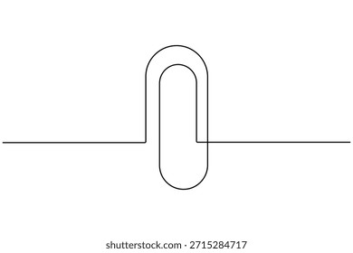 Icono de Clip de pin de empuje de papel dibujo continuo de una línea sobre fondo blanco Ilustración vectorial de contorno estacionario de oficina de arte única minimalista
