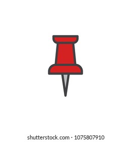 Paper push pin filled outline icon, line vector sign, linear bicolor pictogram isolated on white. Thumbtack symbol, logo illustration. Pixel perfect vector graphics