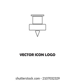 Paper push pin line icon, outline vector sign, linear style pictogram isolated on white. Symbol, logo illustration. Editable stroke