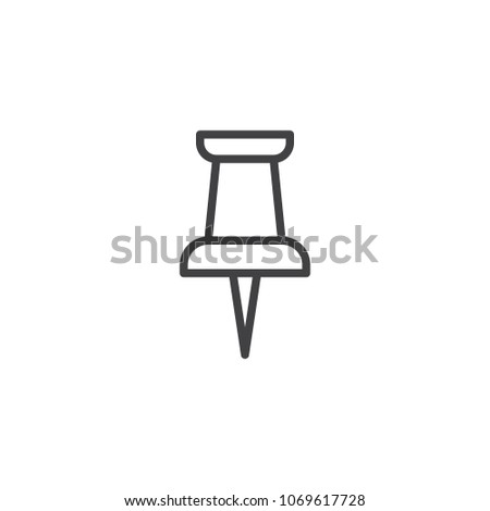 Paper push pin outline icon. linear style sign for mobile concept and web design. Thumbtack simple line vector icon. Symbol, logo illustration. Pixel perfect vector graphics