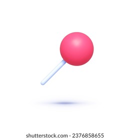 Paper pushpins 3d on white background. Vector 3d illustration