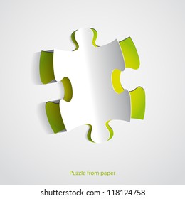 Paper puzzle on white background - vector