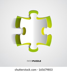 Paper puzzle on white background - vector illustration