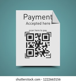 Paper Qr Payment Accepted Here Scan Stock Vector (Royalty Free ...