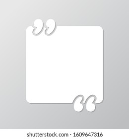 Paper Quote box vector set on a white background. Typographic Templates quote bubbles with space for text in a flat style. Abstract concept vector empty speech square quote text bubble. Text frames.