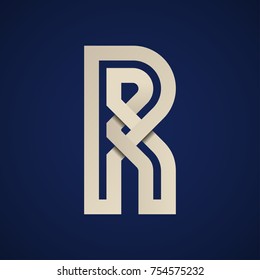 paper R simple letter symbol vector - illustration