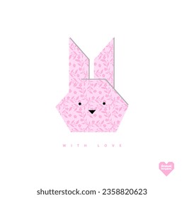 Paper rabbit, Floral Origami design, pink, paper crafting, floral pattern background, blooming, bursting, animal kingdom logo