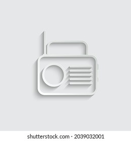 paper radio icon vector retro sign