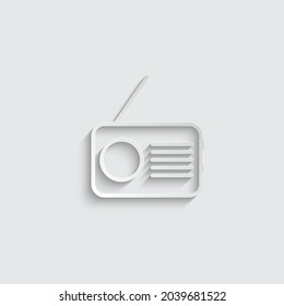paper radio icon vector retro sign