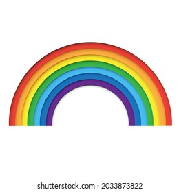 Paper rainbow colours rainbow are red, orange, yellow, green, blue, indigo and violet on white background. vector design.
