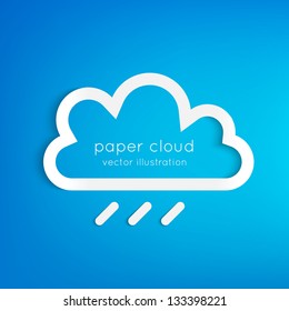 Paper rainy cloud background with place for your text.  Can be used as icon, sign, element for web design.