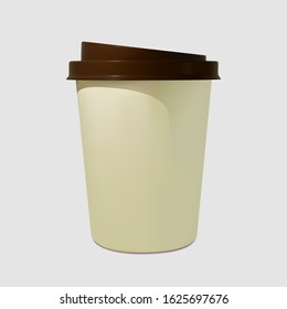 Paper realistic coffee cup. Mockup coffee mugs. Disposable glass for drinks. Template for products, web banners and leaflets. Vector