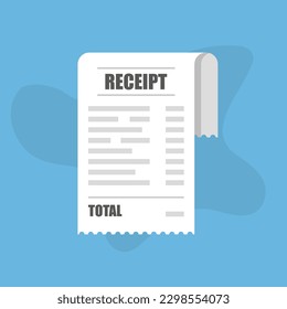 Paper receipt check in a flat design. Receipt bill icon. Paper check receipt