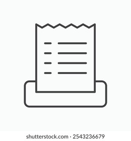 Paper receipt icon in black outlined and solid.