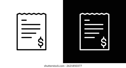 Trazo del concepto del icono del Comprobante de papel en el fondo blanco