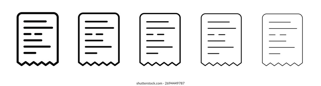 Design de ícone de recibo de papel, logotipo, aplicativo, IU. Ilustração vetorial, EPS