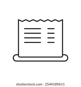 Icono de Comprobante de papel. Icono de Vector aislado.