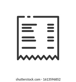 Paper receipt icon line outline art vector symbol isolated