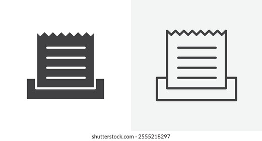 Paper receipt icon. outlined vector style.