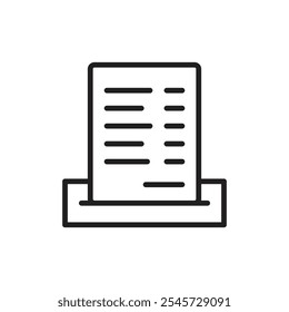 Paper receipt icon Simple thin outline