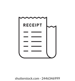 Paper receipt icon, template for graphic and web design. vector illustration