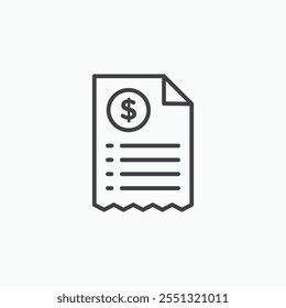 Icono de Comprobante de papel Ilustración vectorial. EPS10