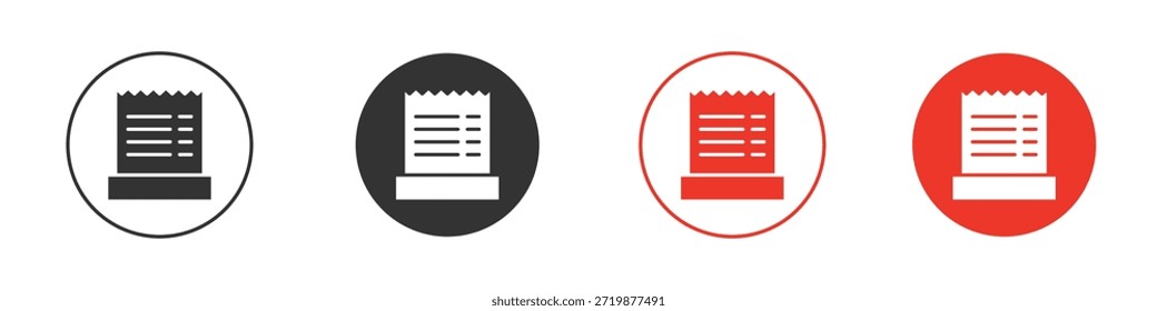 Icono de Comprobante de papel. Diseño de Vector de Web