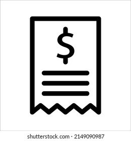paper receipt line icon, outline vector sign, linear pictogram isolated on white. logo illustration